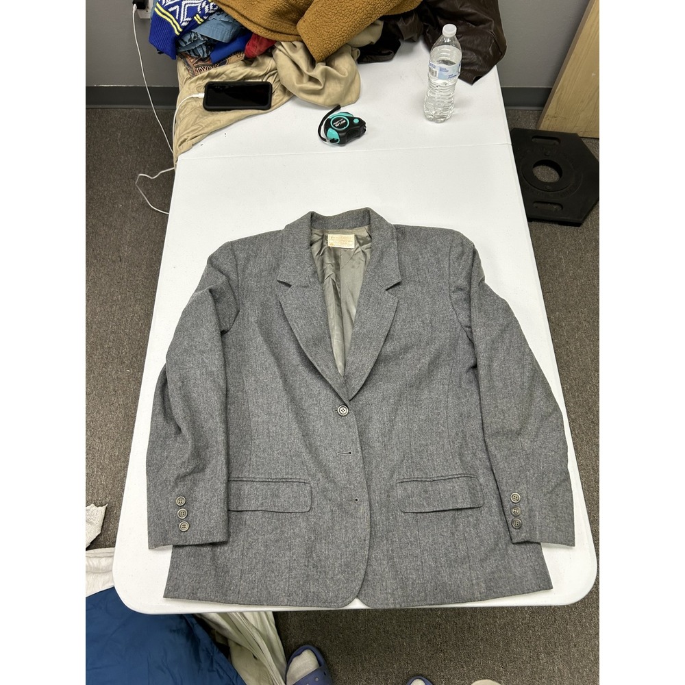 Pendleton Wool Blazer Womens L Grey Vintage Virgin Wool Two Button Jacket